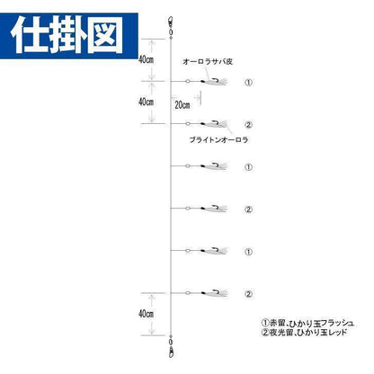 実戦サビキ20 ブライトン オーロラ 鈎12号/ハリス4号 6本鈎1セット