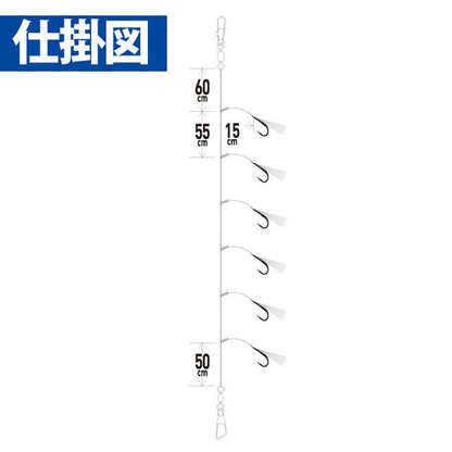 船極喰わせサビキ 落し込みスペシャル シルバーメッキ&ホロフラッシュ ストロング 鈎10号/ハリス16号 6本鈎1セット