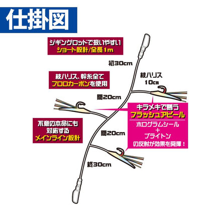 ジギングサビキ 小型回遊魚用 フラッシュアピール S 3本鈎2セット