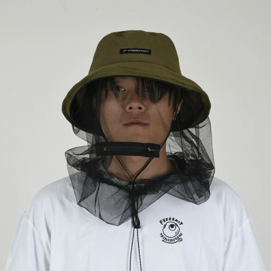 BOWBUWN ネット付きハット オリーブ フリーサイズ