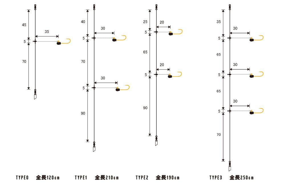 海太郎特製 バチコン仕掛 TYPE0 7-3.5 3組	入り