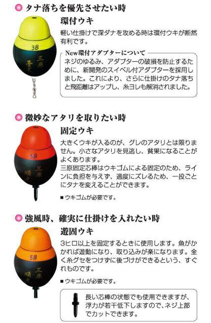 三原シリーズ 三原ウキ(メタルリング) 曇天 中 23.5×33mm B 8.0g