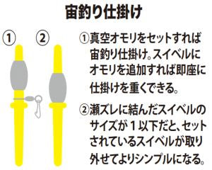 石師魂宙釣ゴムテンビン イエロー 全長83mm 穴径2mm