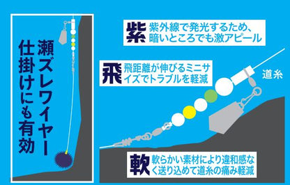 石師魂(イシダマ) 遠投ゴムテンビン ミニ ケイムラブルー 8個入