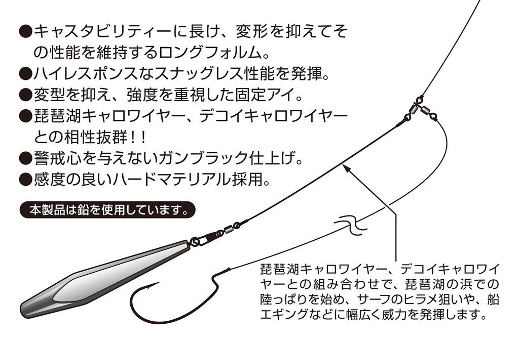 デコイシンカー タイプヘビースティック ガンブラック 14g 4個入り