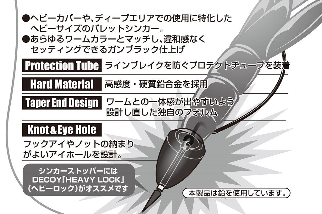デコイシンカー タイプヘビーバレット ガンブラック 21g 3個入り