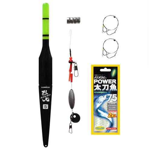 烈光 太刀魚ウキ仕掛セット Aタイプ 5号 グリーン