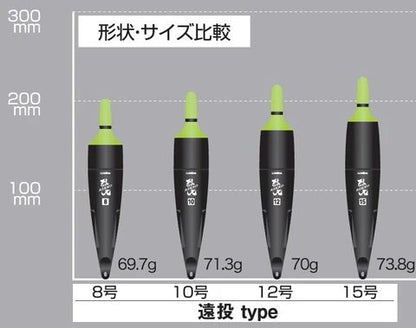 高輝度LEDウキ 烈光 遠投ウキ 8号 φ40×205mm グリーン