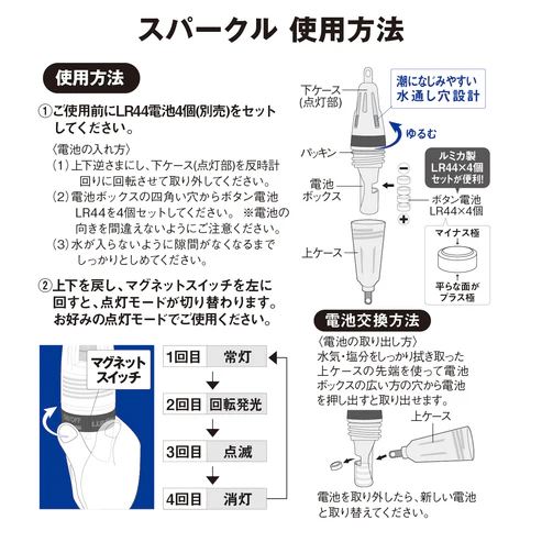 水中ライト スパークル φ27×137mm ブルー