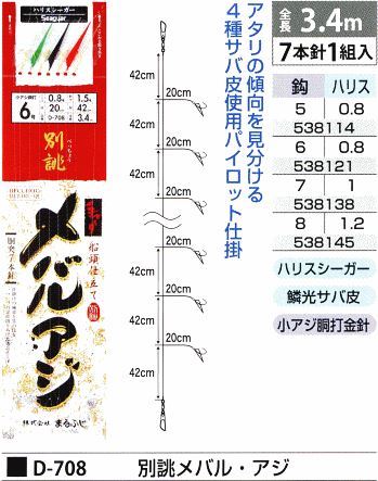 別誂メバル・アジ 鈎5号/ハリス0.8号 7本針1組入
