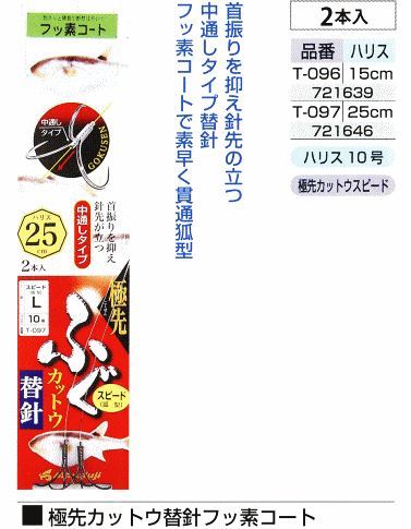 極先カットウ替針フッ素コート ハリス10号/25cm 2本入