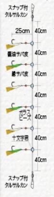 大漁メバル サバ皮醤油漬け+緑サバ皮 4号 6本針×1組