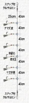 大漁メバル ナマズ皮白ファイバー 4号 6本針×1組