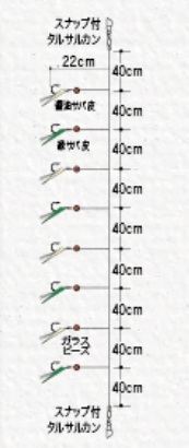 大漁メバル サバ皮醤油漬け+サバ皮緑 6号 8本針×1組