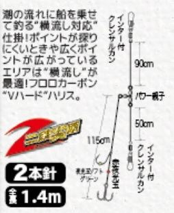 超貫通ヒラメ 横流し対応 トレブルフック仕様 M 2本針×2組