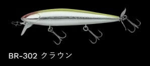 レイダウンミノー ウエイクプロッププラス フローティング/ラトル BR-302/クラウン 112mm 14.9g