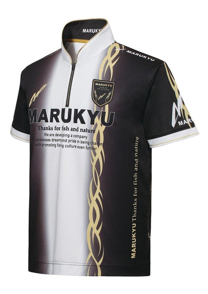 ハイエンドジップアップシャツ02(半袖) ブラック 3L