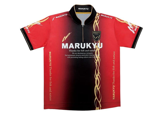 ハイエンドジップアップシャツ02(半袖) レッド 3L