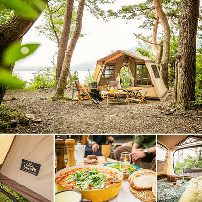 【アウトレット】オーナーロッジ タイプ52R 4人用 5人用 テント サンドベージュ × ダークブラウン ロッジ型