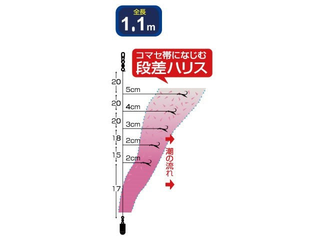 S3285 とれとれ段差サビキピンクギジ5本 4号