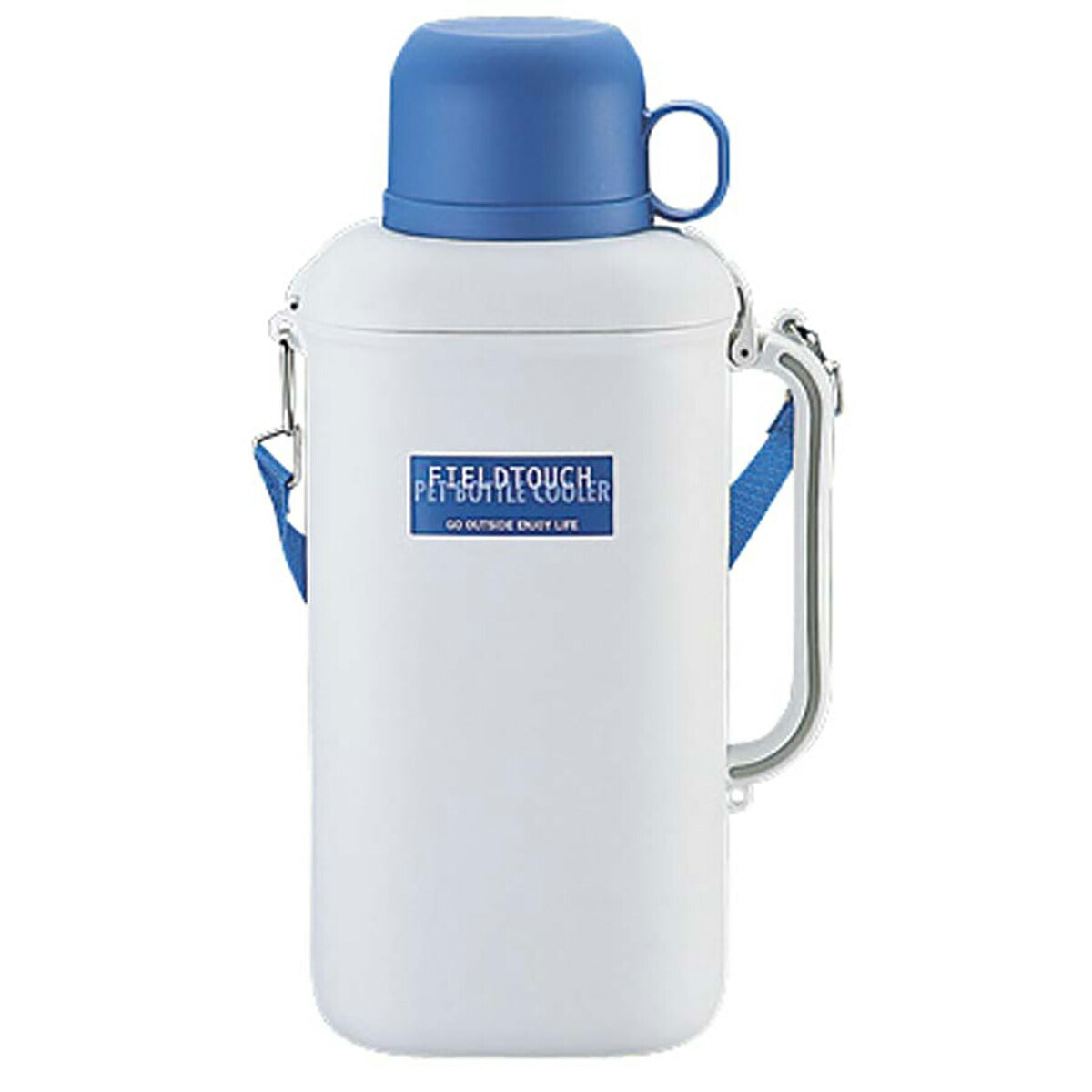 抗菌ペットボトル用クーラー 保冷剤付 市販品角型ペットボトル2L/丸型･角型ペットボトル1.5L専用 ホワイト×ブルー