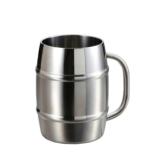 ダブルステンレス樽型ビアジョッキ 保温保冷対応 600ml