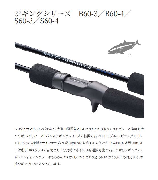 ソルティーアドバンス オフショアモデル JIGGING S60-4 1.83m ロッド(オフショアソルト)