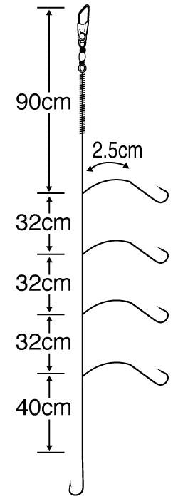 【アウトレット】キス競技用 5本鈎   6号 ハリス0.8