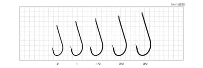 太刀魚ストレートフック  ブラック 2/0号 5本入