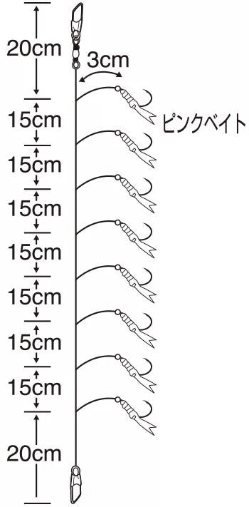 【アウトレット】豆アジサビキ  ピンクベイト 2号 ハリス0.6 8本鈎×1セット