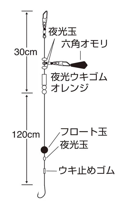 セイゴぶっこみ フロートセット   13号 ハリス4 1本鈎×1セット