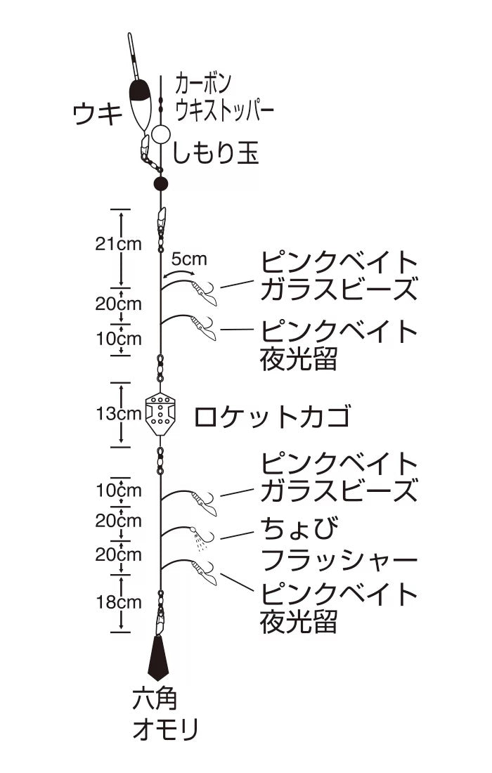 ボウズのがれ 飛ばしサビキ   L-2 5本鈎×1セット