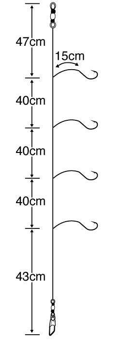 貫通ウマズラ 4本   8号 ハリス3 4本鈎×1セット