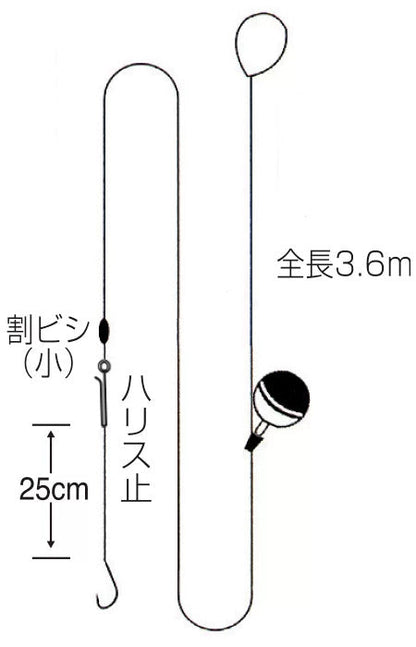 ブルーギル 7-1.5   3.6m 1本鈎+スペア鈎2本