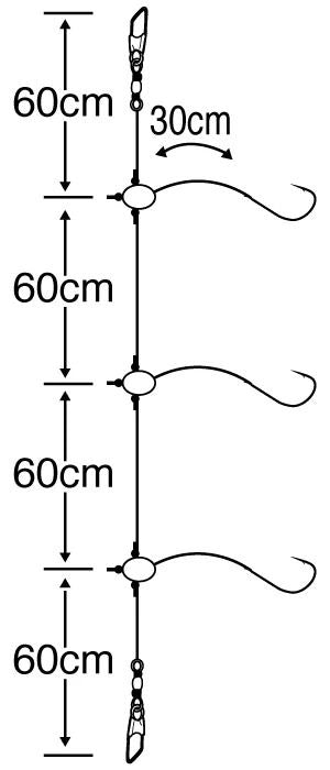 【アウトレット】船五目30cmハリス   12号 ハリス5 3本鈎×2セット