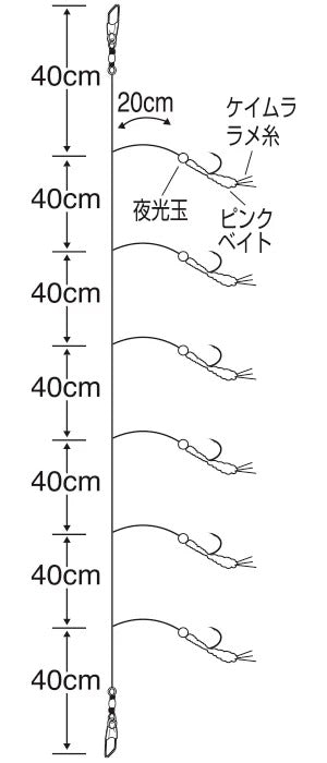 【アウトレット】特選サビキ ピンクベイト ケイムラ   3-3 6本鈎×1セット