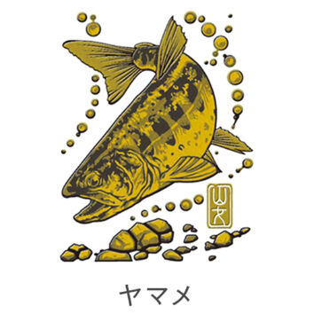 大漁祈願 蒔絵シール  ヤマメ(ゴールド)