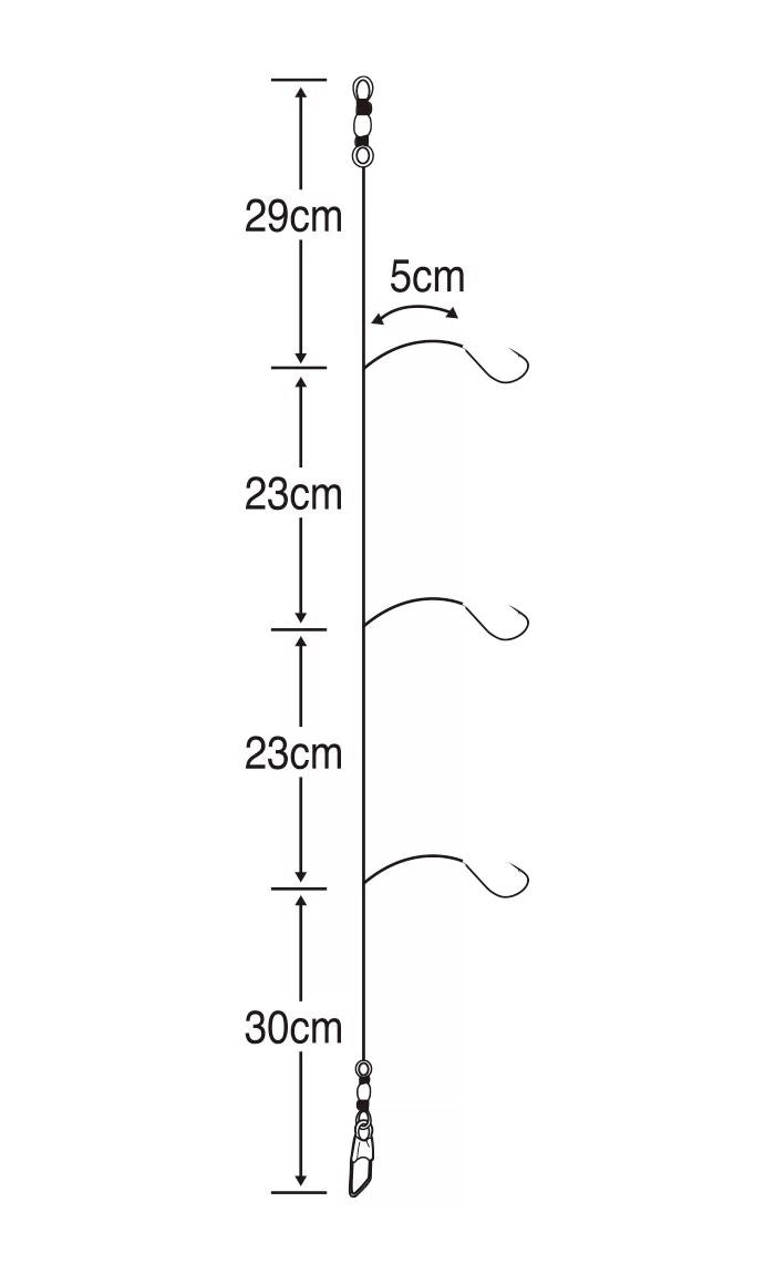 【アウトレット】波止際族のさぐり胴突   5号 ハリス2 3本鈎×3セット