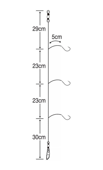 【アウトレット】波止際族のさぐり胴突   5号 ハリス2 3本鈎×3セット
