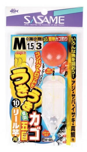 うきうき堤防カゴ五目 リール   M号 1本鈎+スペア鈎2本