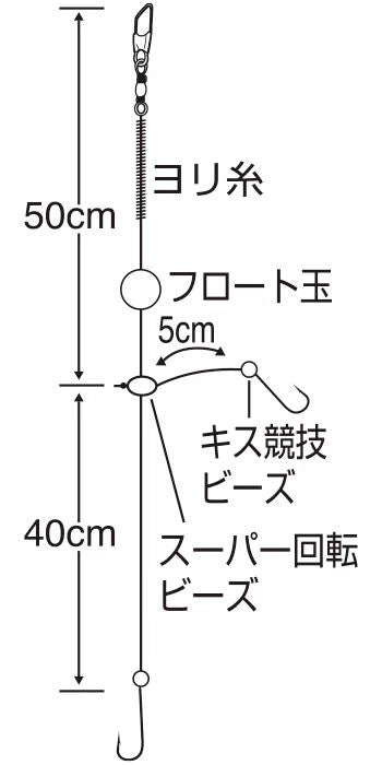 キス船釣りフロートスペシャル   7号 ハリス1 2本鈎×2セット