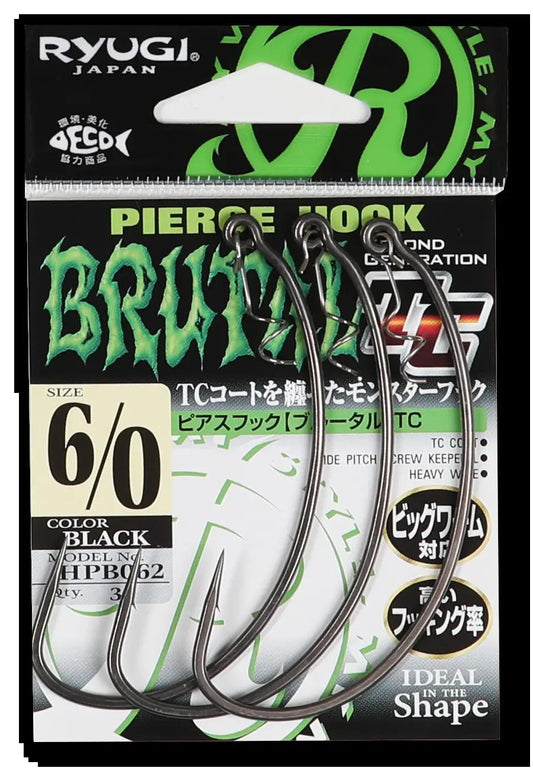 【アウトレット】ピアスフック ブルータルTC  TCブラック 6/0 3本入