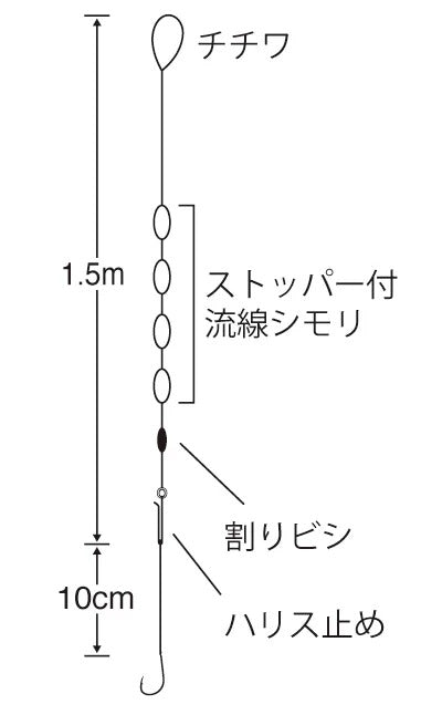 手長エビ4連しもり 2号   1.5m 1セット＋スペア鈎2本