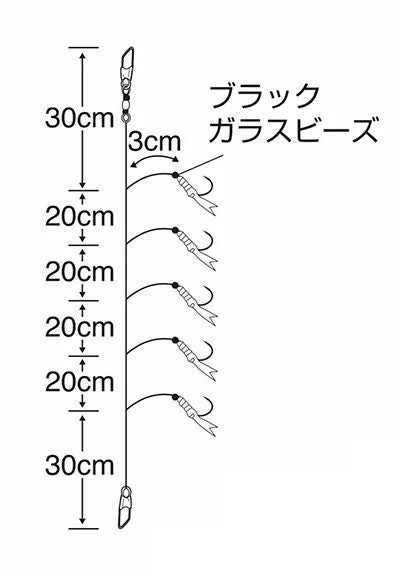 ちょい太ハリスアミエビサビキ   6号 5本鈎×1セット