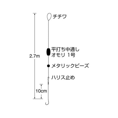 のべ竿脈釣り 直感ハゼ 2.7m 鈎5号/ハリス0.8号/モトス1.5号/オモリ1号 1セット＋スペア鈎2本入