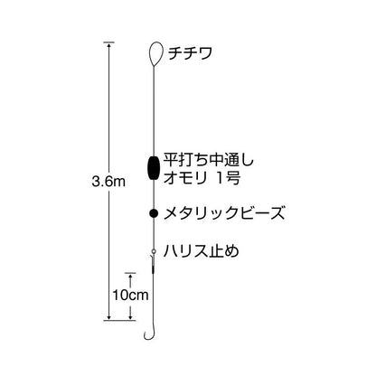 のべ竿脈釣り 直感ハゼ 3.6m 鈎7号/ハリス1号/モトス1.5号/オモリ1号 1セット＋スペア鈎2本入