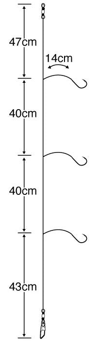 【アウトレット】タイ胴突   12号 ハリス4 3本鈎×2セット