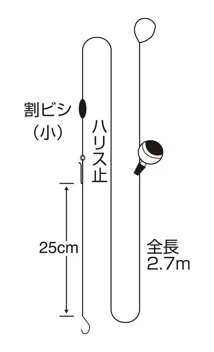 ハゼ玉ウキ 2.7m   6号 ハリス0.8 1本鈎＋スペア鈎2本