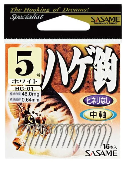 ハゲ鈎  白(ホワイト) 5号  16本入