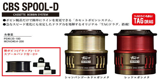 CBS SPOOL-D レッド×ガンメタ PE#0.35-180/MONO#0.4-200 39.0g